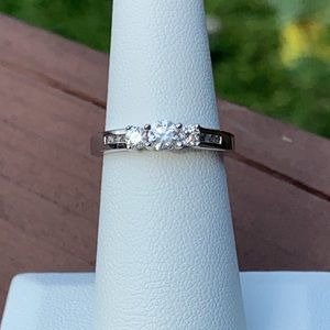 14K GOLD Diamond Three Stone Ring